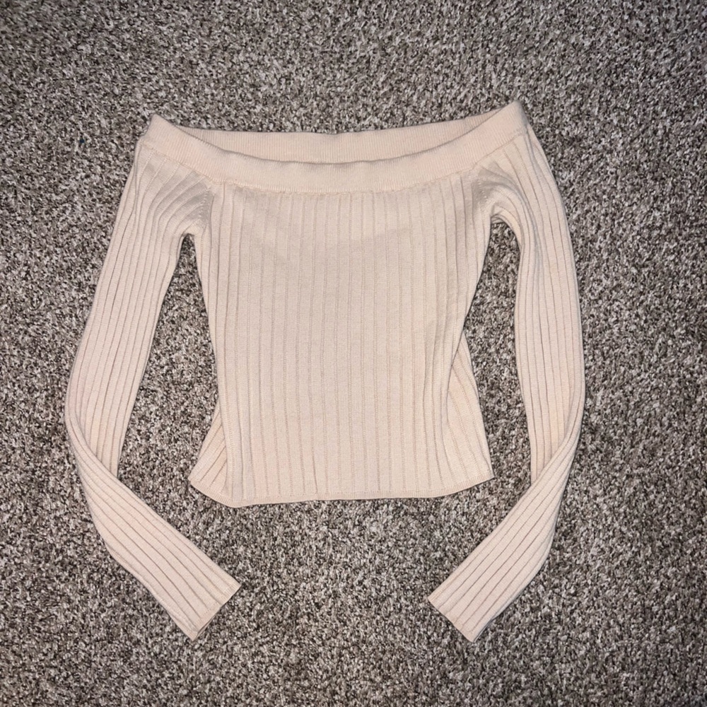 Aerie Cream Ribbed Knit  Top